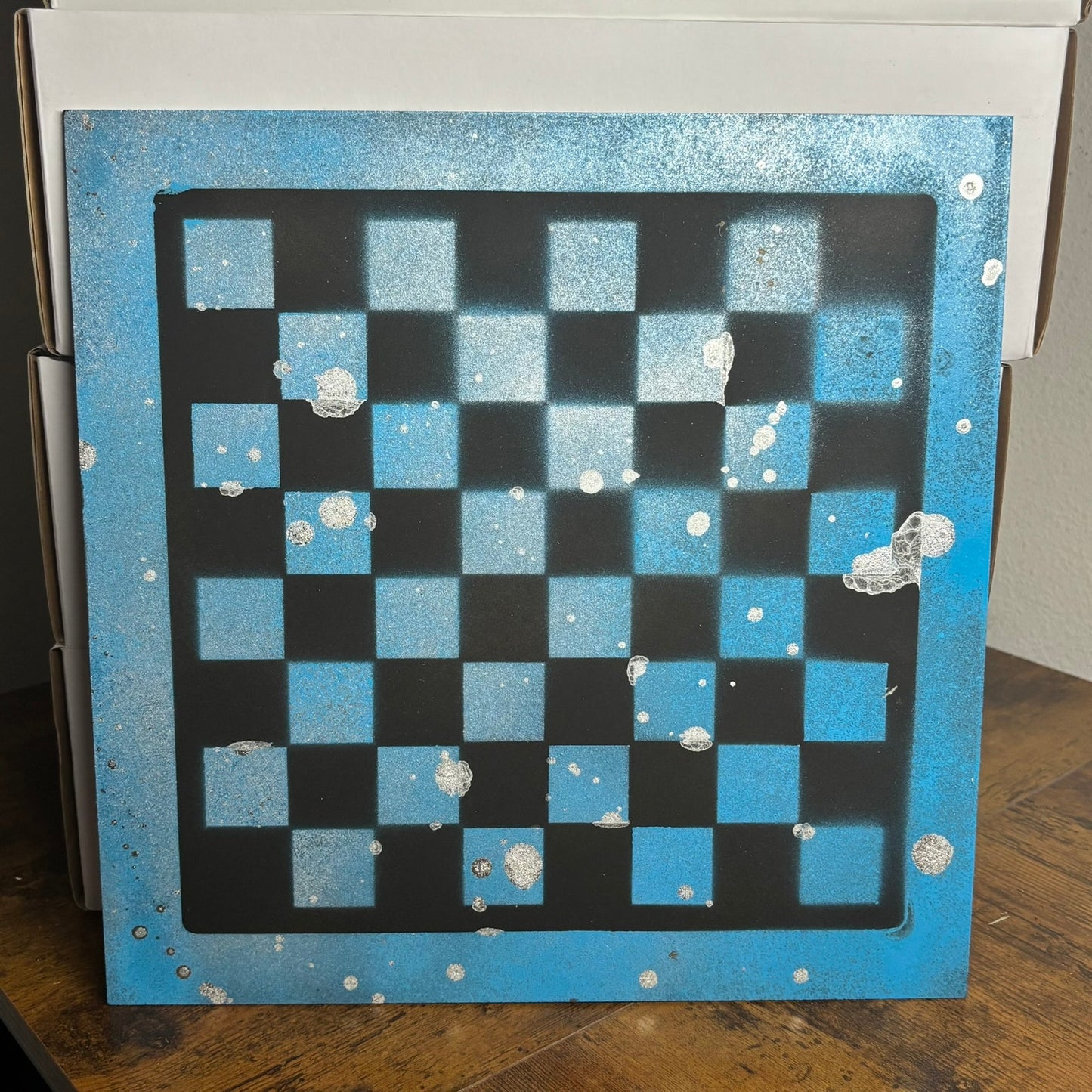Chrome Blue & Black - Painted Chess Board
