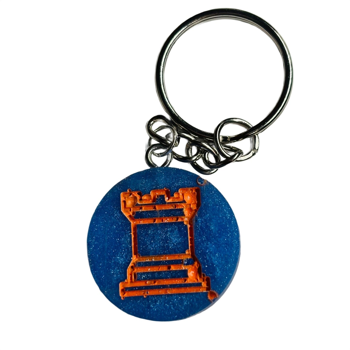 Blue Orange Rook - Handmade Resin Keychain
