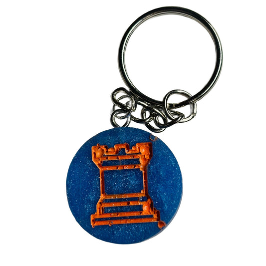 Blue Orange Rook - Handmade Resin Keychain