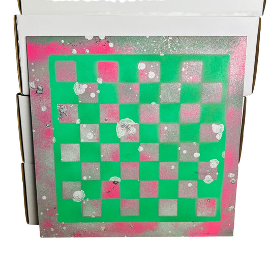 Chrome Pink & Green - Painted Chess Board