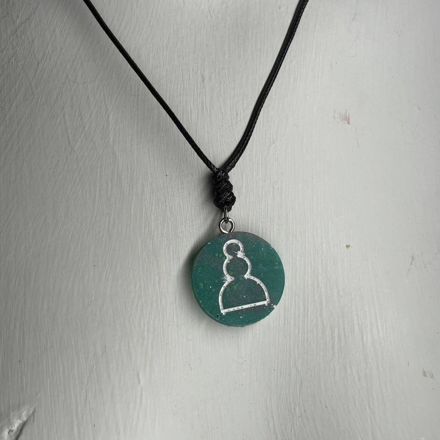 Cool Green Pawn - Handmade Resin Chess Necklace