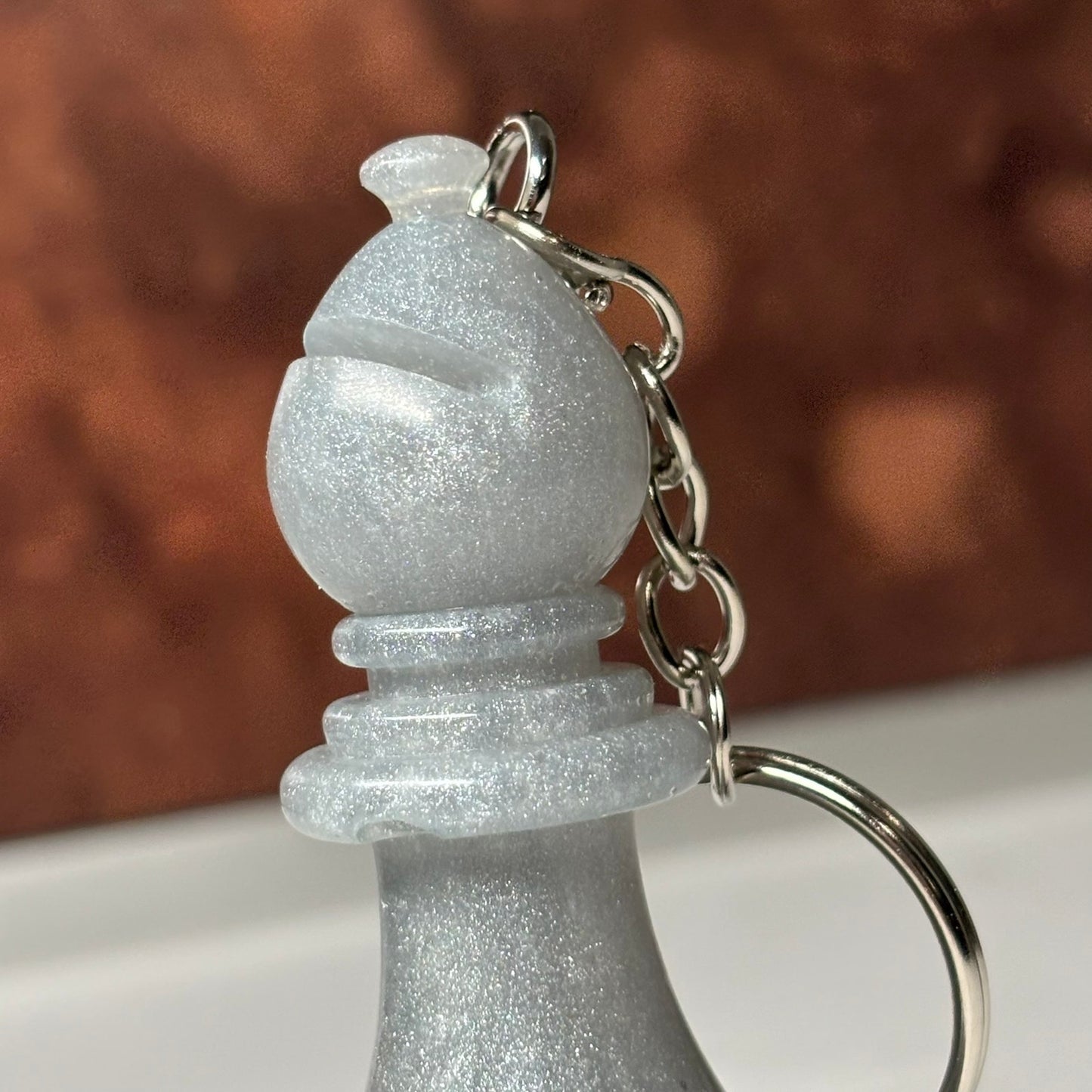 Gray Ice Bishop - Handmade Resin Keychain - Large Edition