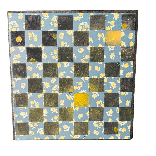 Deep Blue Flowers - Scrapbook Chess Board