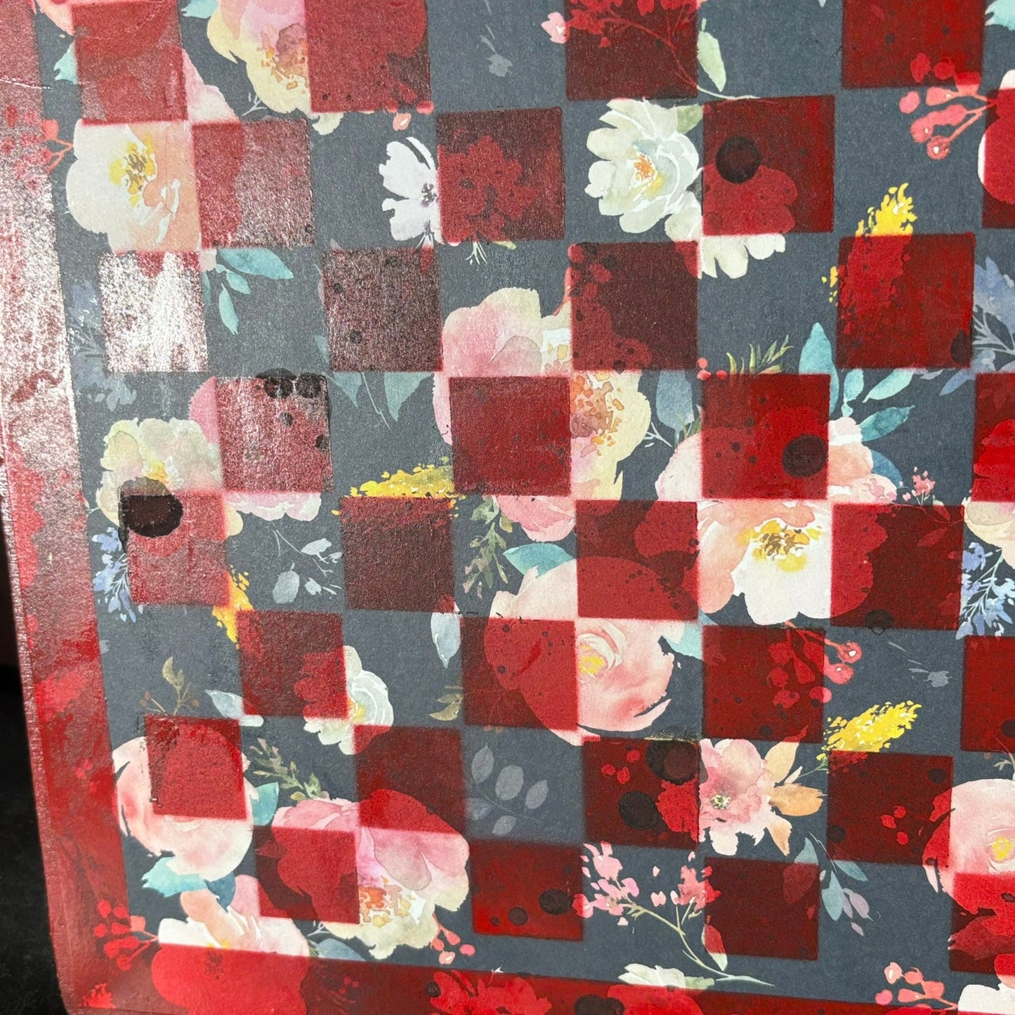 Cherry Red Vintage - Scrapbook Chess Board