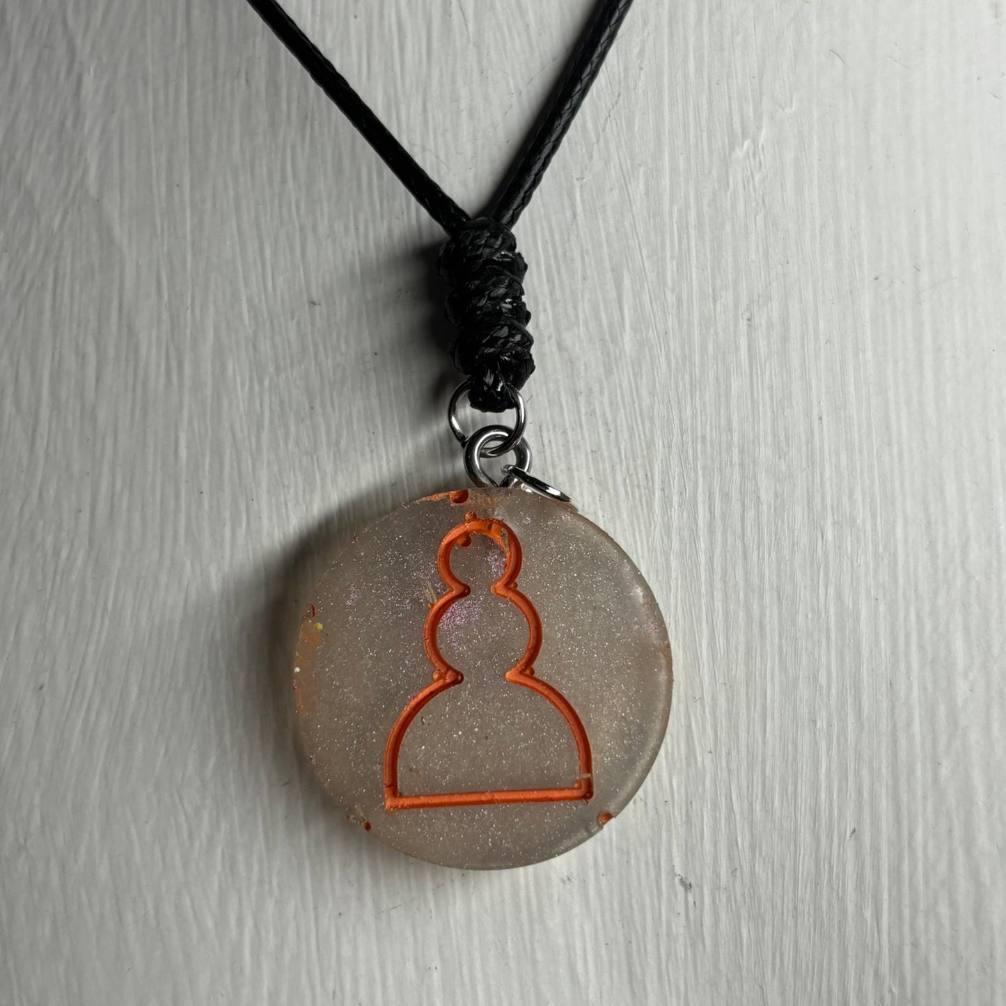 Silver Pawn - Handmade Resin Chess Necklace