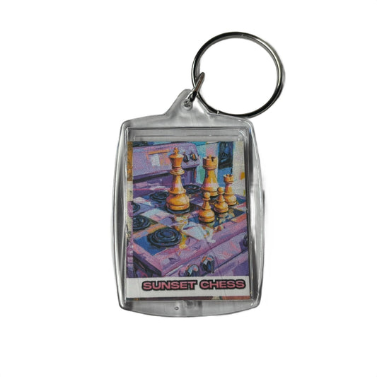 Stovetop Game - Sunset Chess Photo Keychain