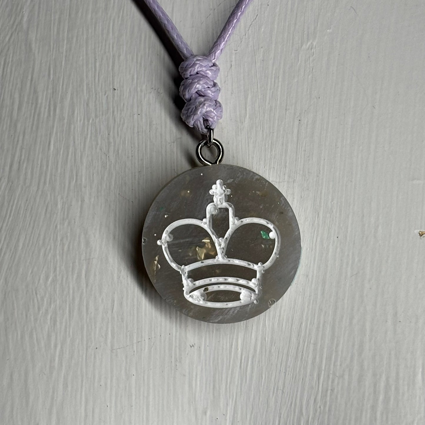 Purple Crystal King - Handmade Resin Chess Necklace