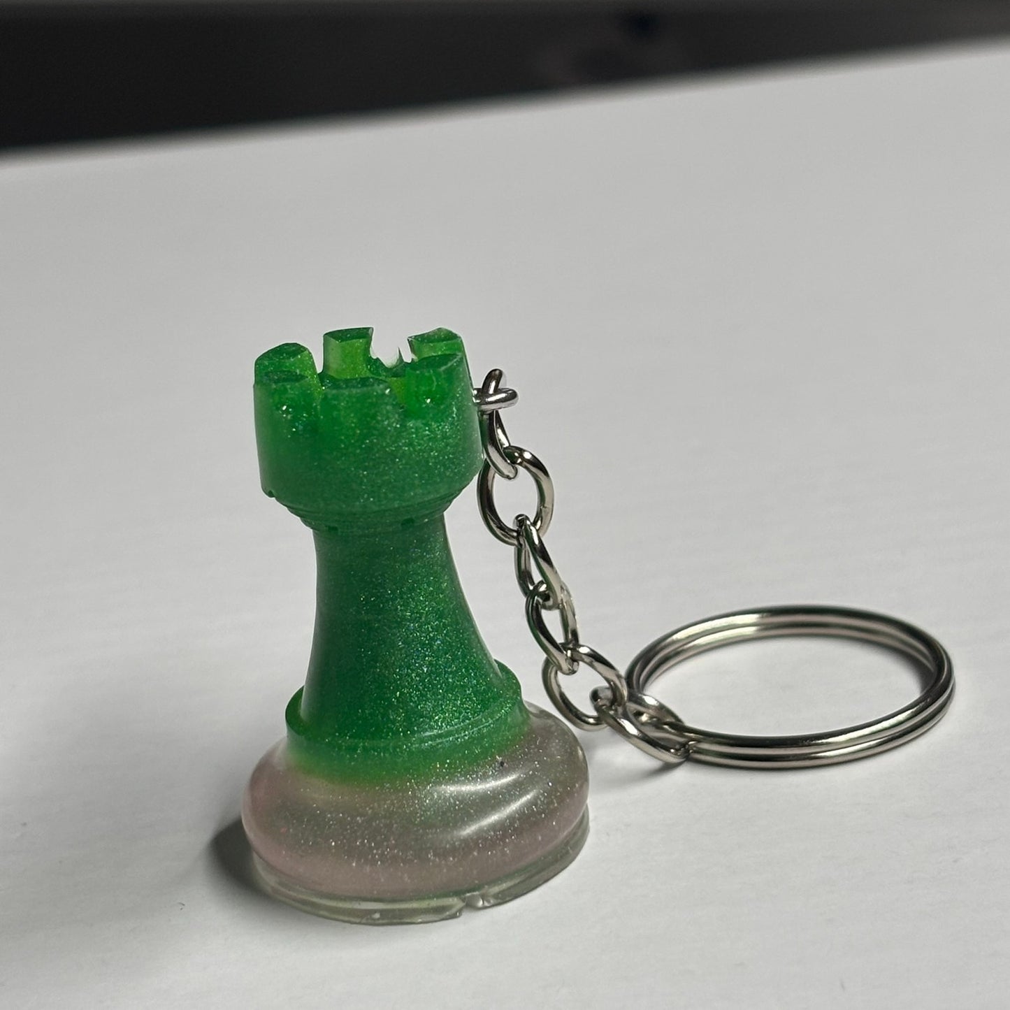 Green Rook - Handmade Resin Keychain