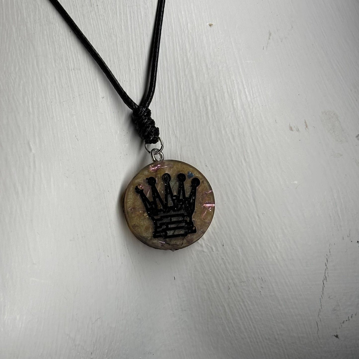 Dark Yellow Queen - Handmade Resin Chess Necklace