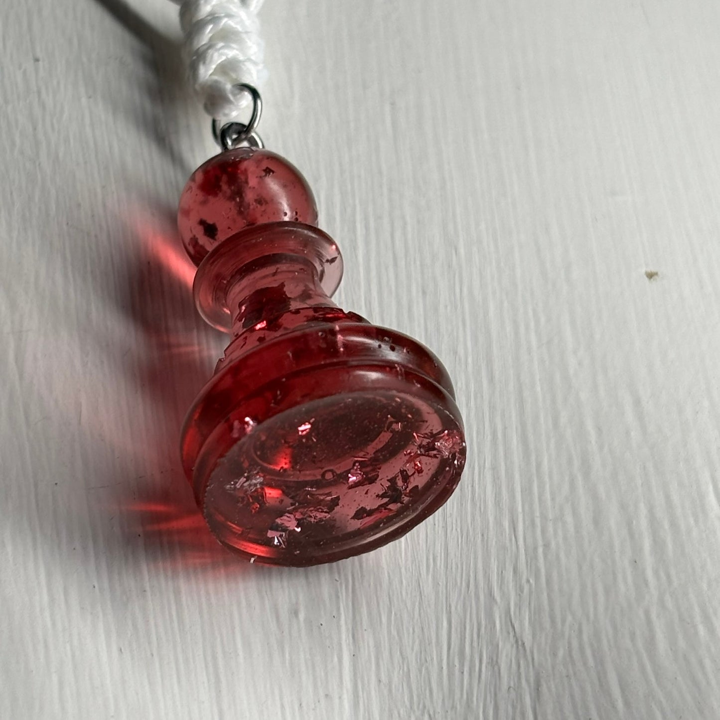 Red Crystal Pawn - Handmade Resin Chess Necklace