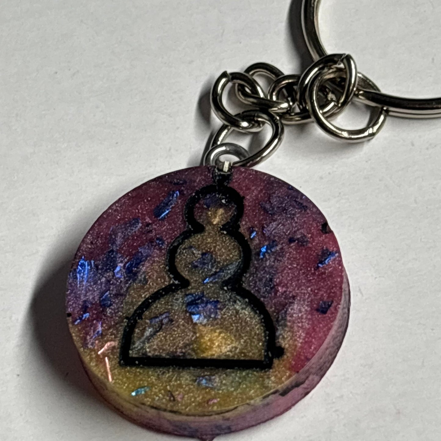 Dark Color Swirl Pawn - Handmade Resin Keychain