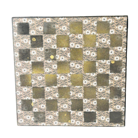 Golden Black Flowers - Scrapbook Chess Board