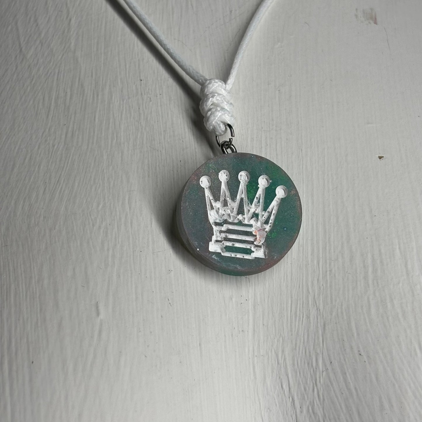 Ice Green Queen - Handmade Resin Chess Necklace