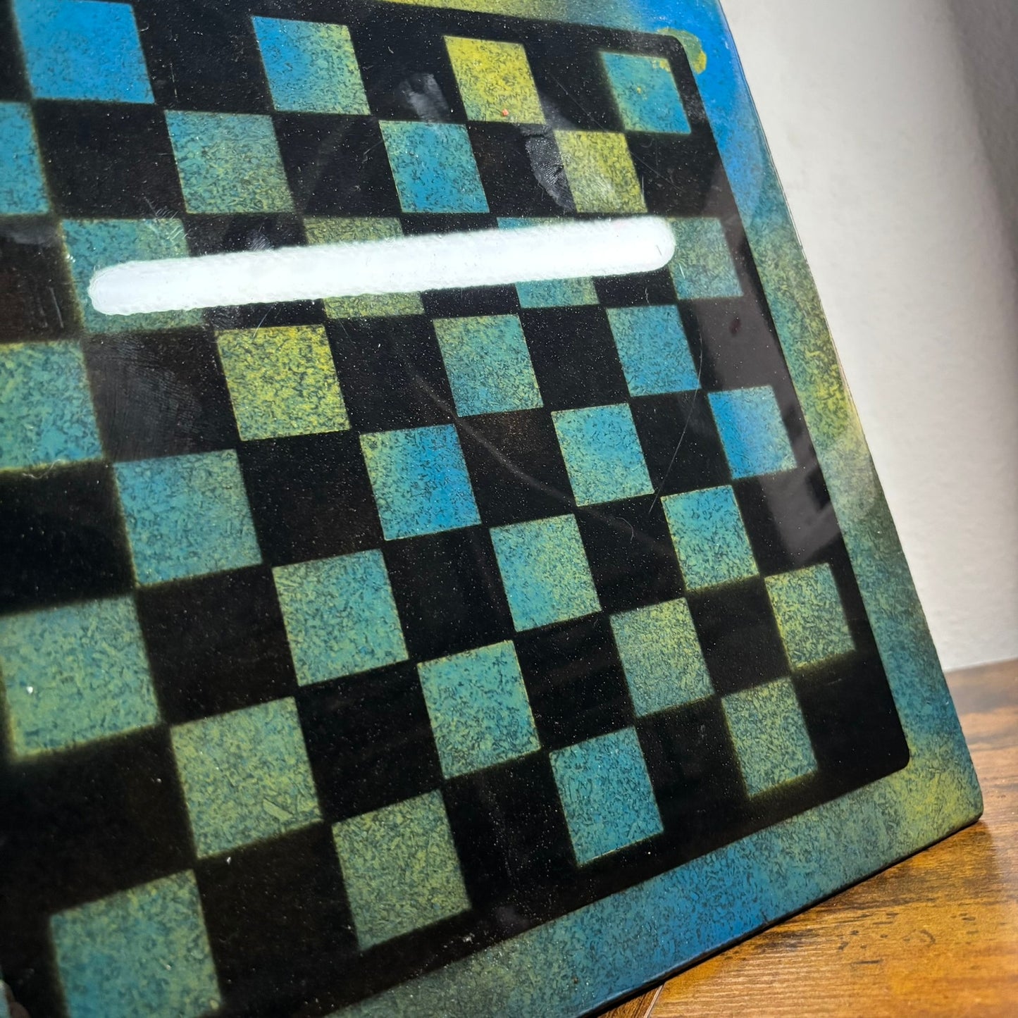 Greenish Blue & Black - Resin Coated Chess Board