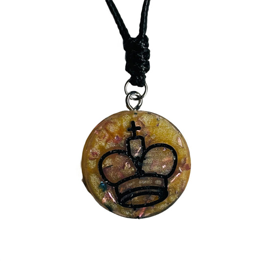 Crystal Yellow King - Handmade Resin Chess Necklace