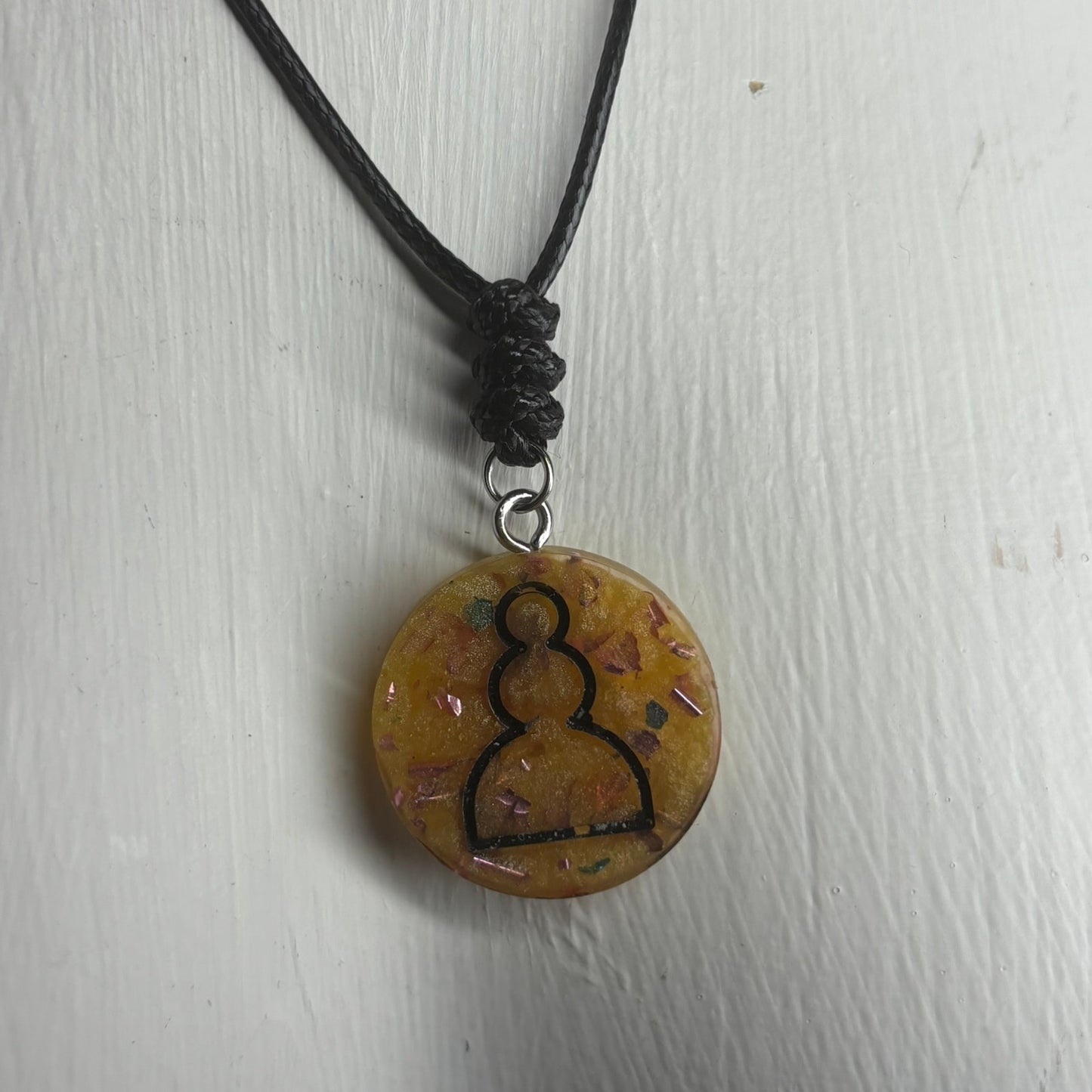 Crystal Yellow Pawn - Handmade Resin Chess Necklace