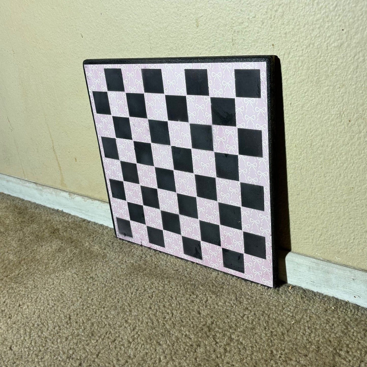 Pink Bows - Scrapbook Chess Board
