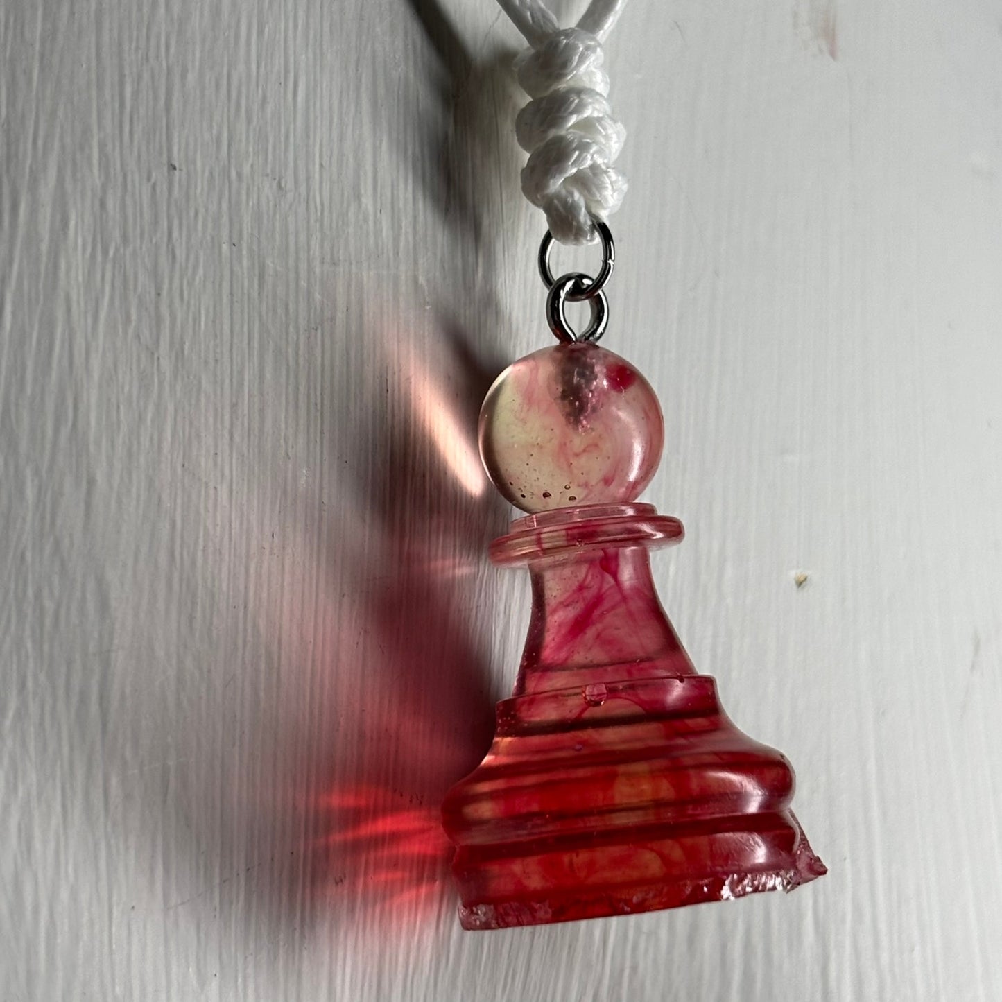Red Swivel Pawn - Handmade Resin Chess Necklace