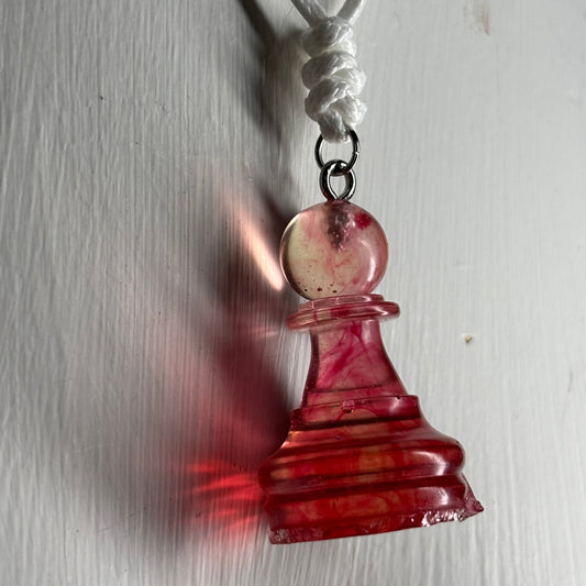 Red Swivel Pawn - Handmade Resin Chess Necklace