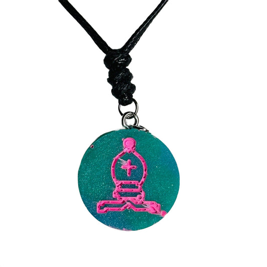 🎁 Aqua Pink Bishop - Handmade Resin Chess Necklace (100% off)