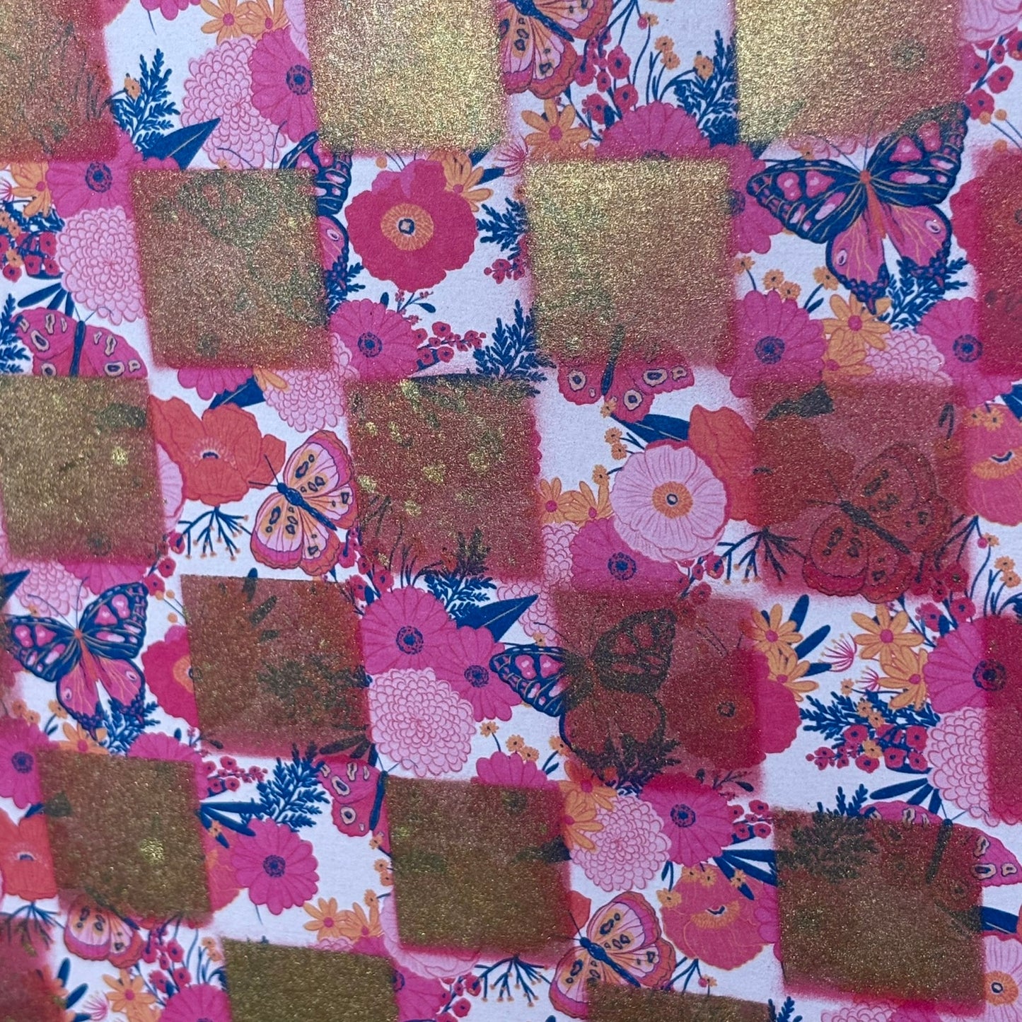 Golden Pink Butterflies - Scrapbook Chess Board