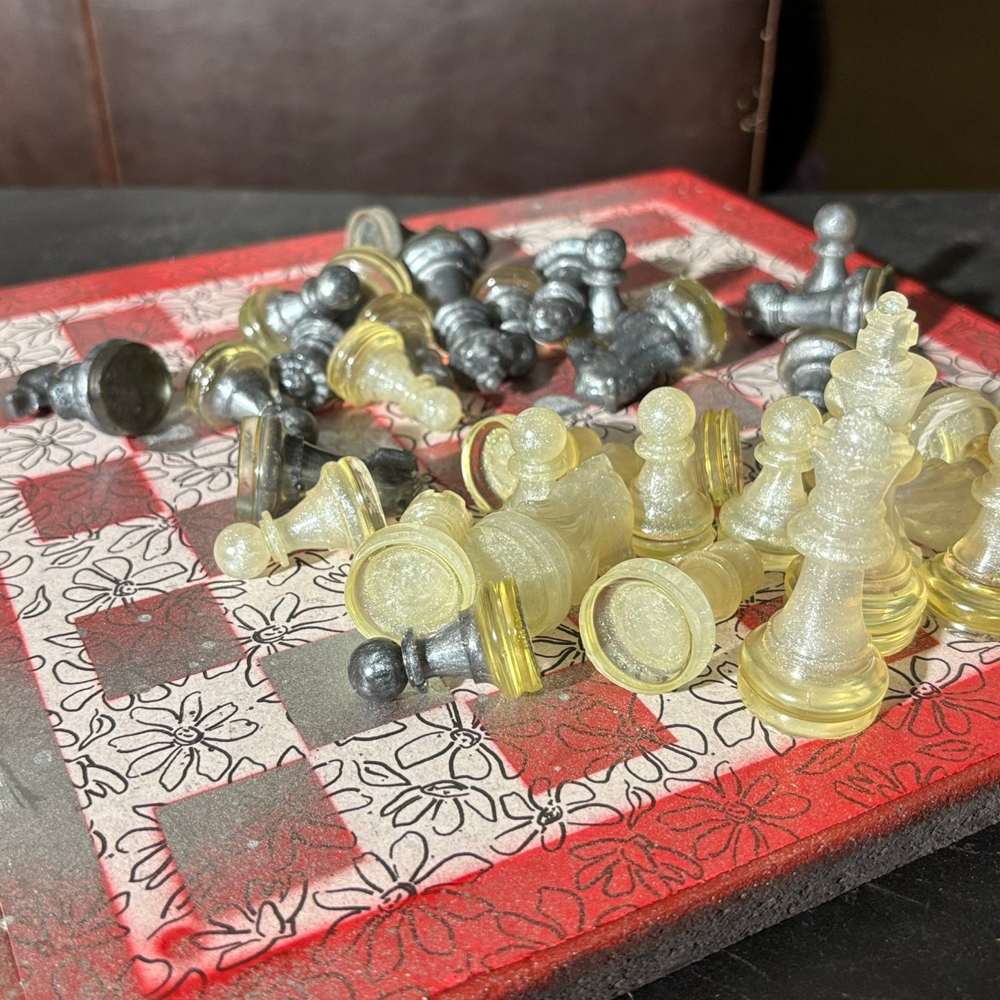 Silver Mist Red - Scrapbook Chess Set