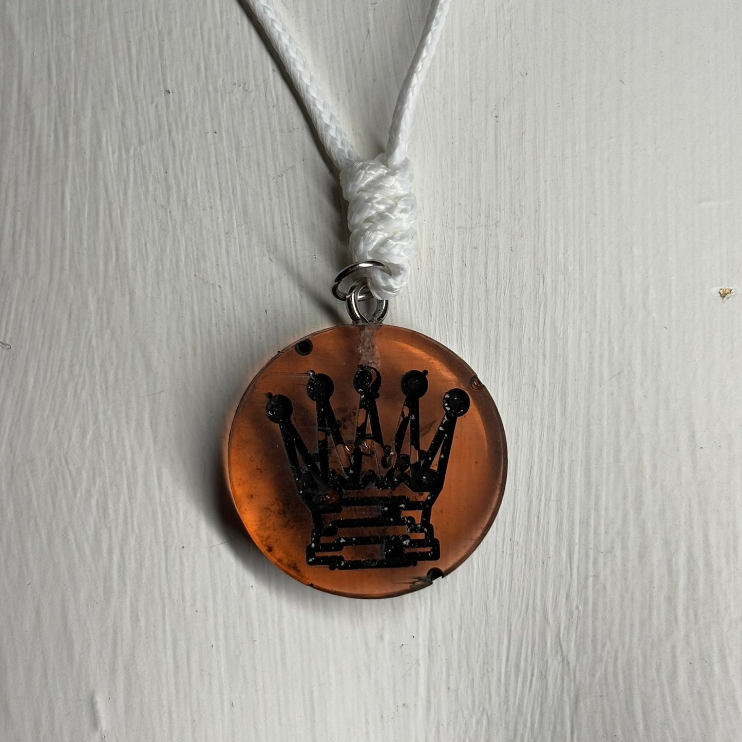 Burning Orange Queen - Handmade Resin Chess Necklace