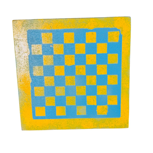 Blue Yellow - Painted Chess Board