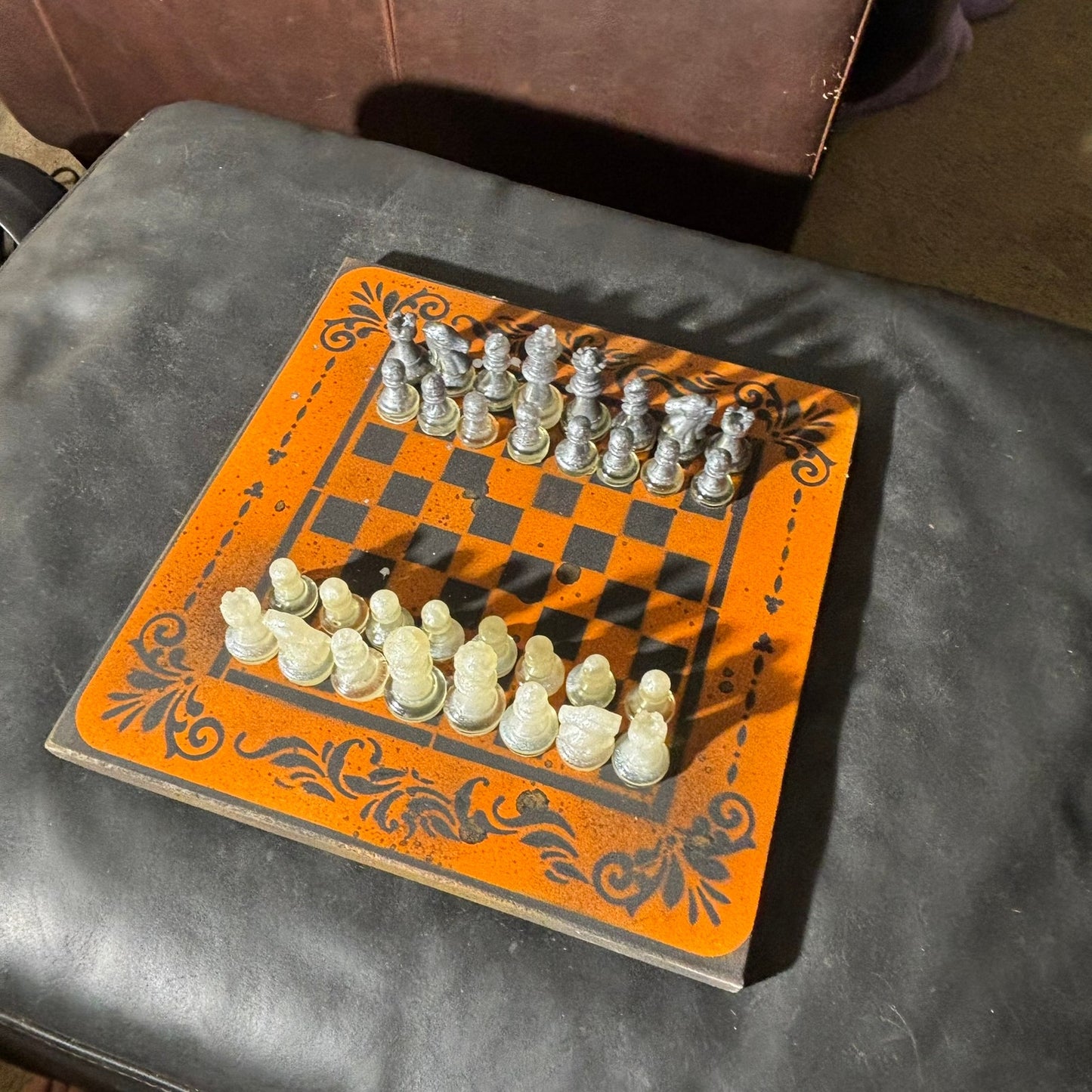 Orange & Black - Painted Chess Set