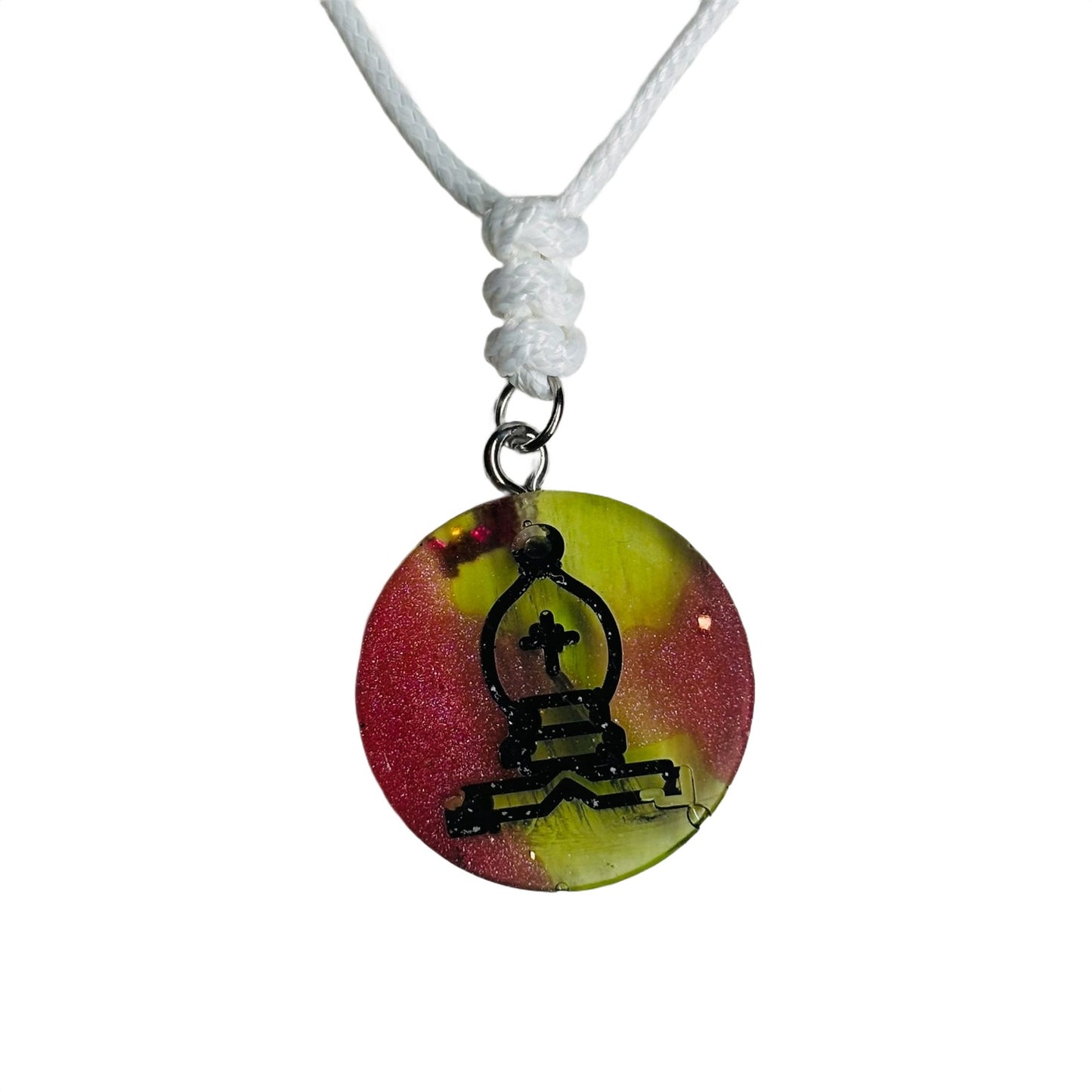 Red/Green Bishop - Handmade Resin Chess Necklace