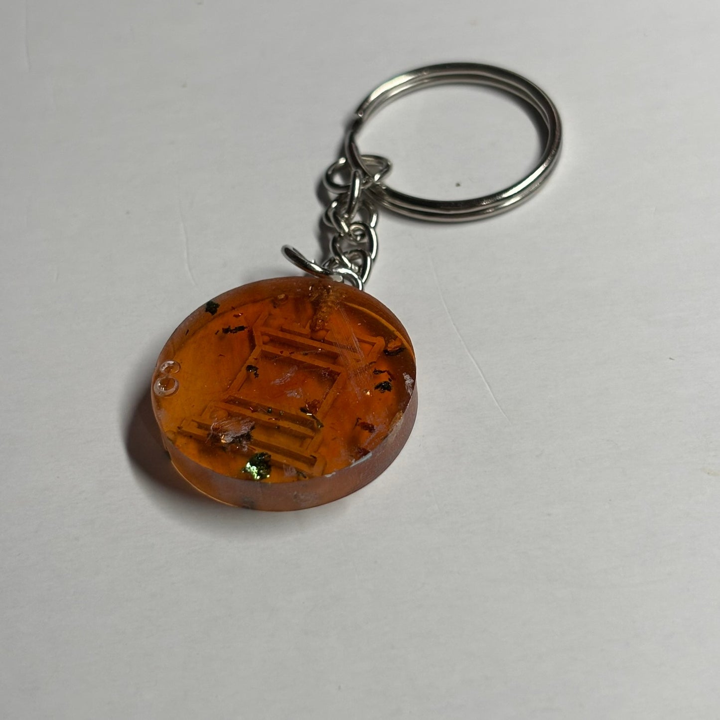 Orange Flamed Rook Handmade Resin Keychain - Flat Edition