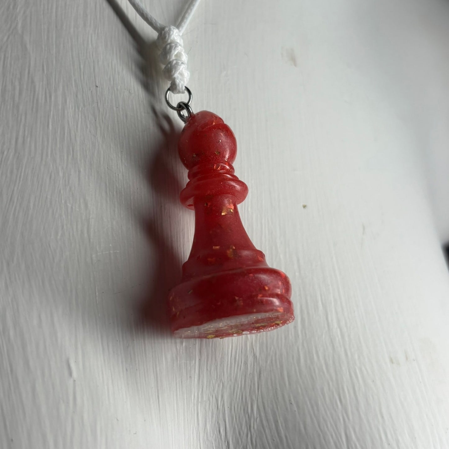 Red Crystal Bishop - Handmade Resin Chess Necklace