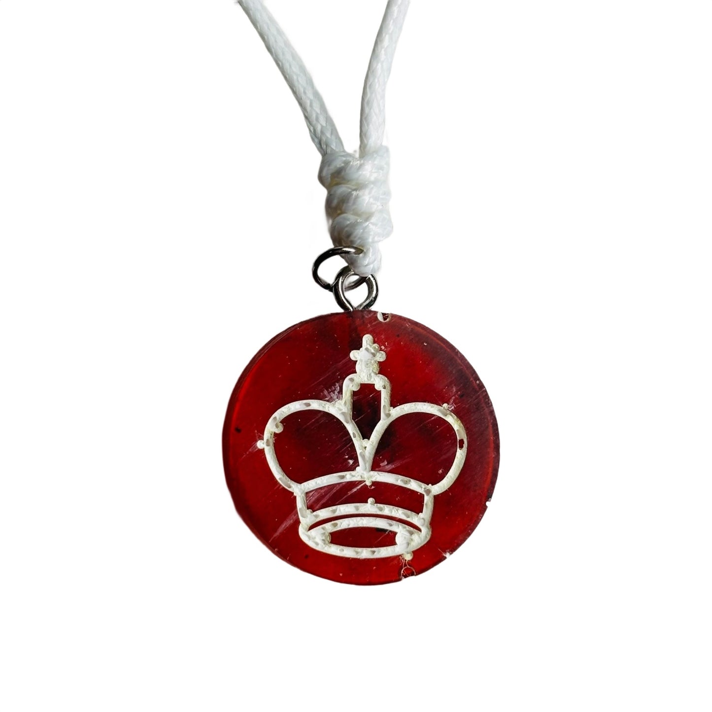 Translucent Red King - Handmade Resin Chess Necklace