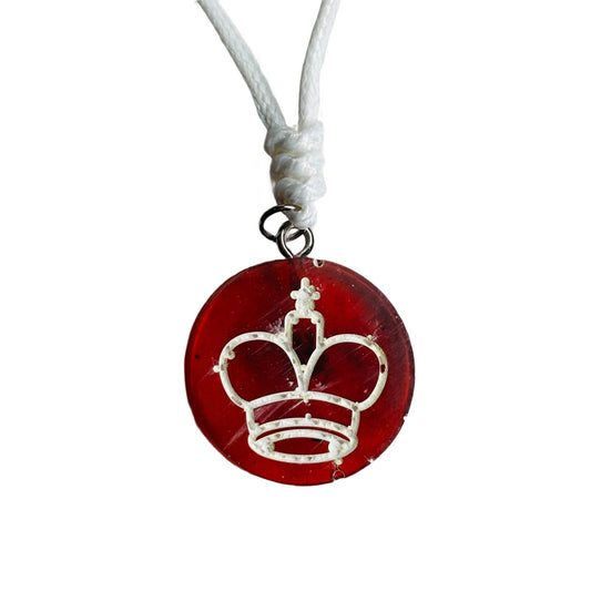 Translucent Red King - Handmade Resin Chess Necklace