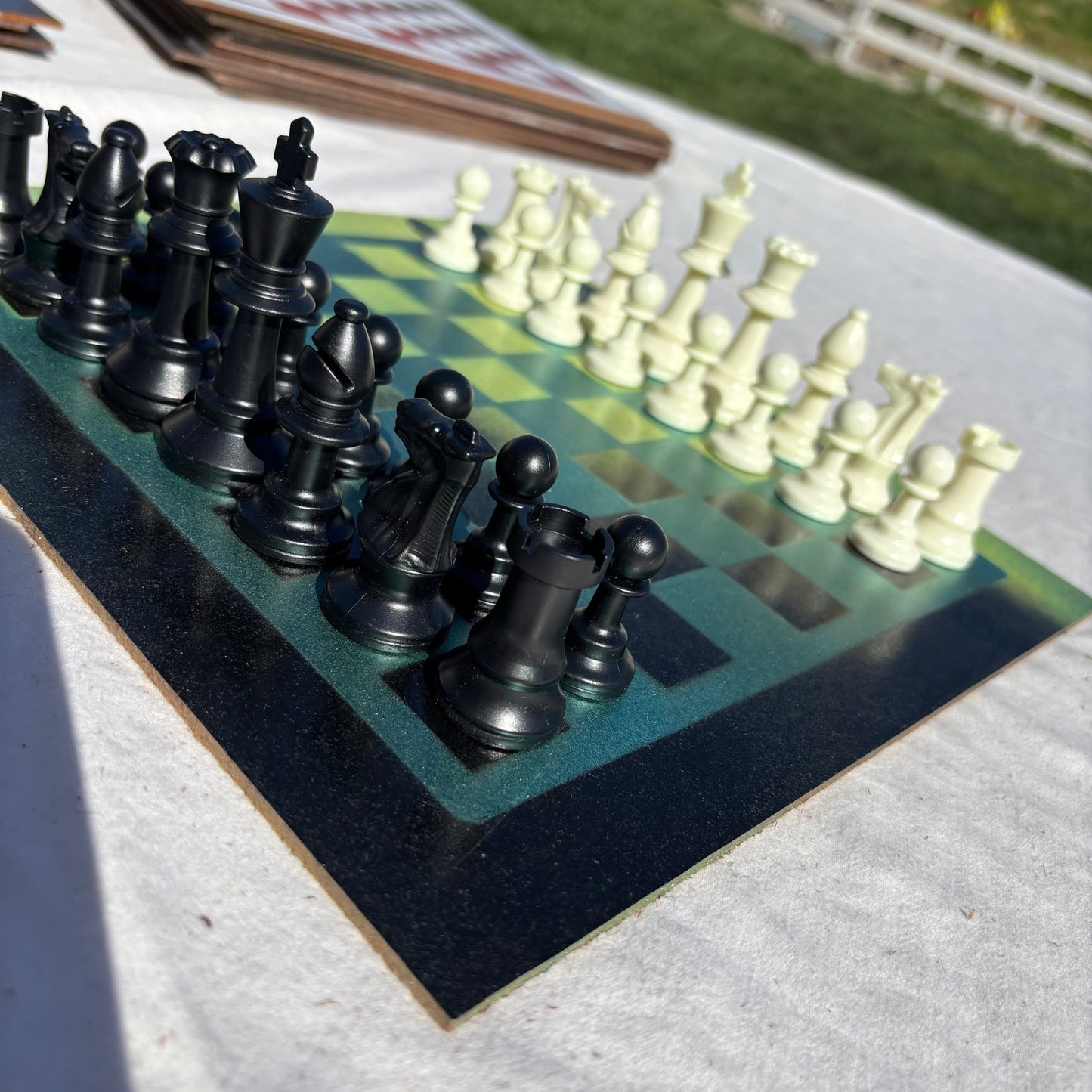 Stealth Green - Painted Chess Set