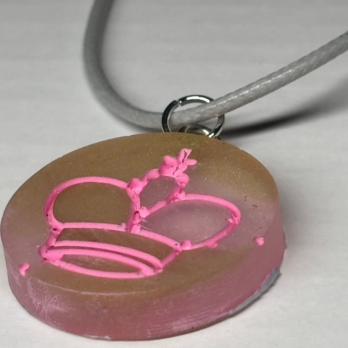 Cream Pink King - Handmade Resin Chess Necklace