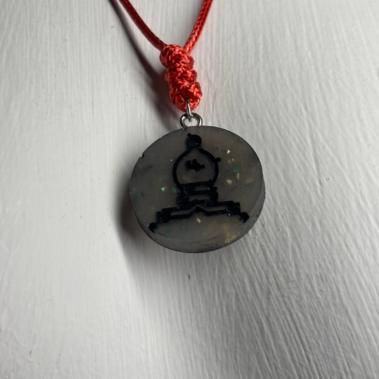 Dark Crystal Bishop - Handmade Resin Chess Necklace