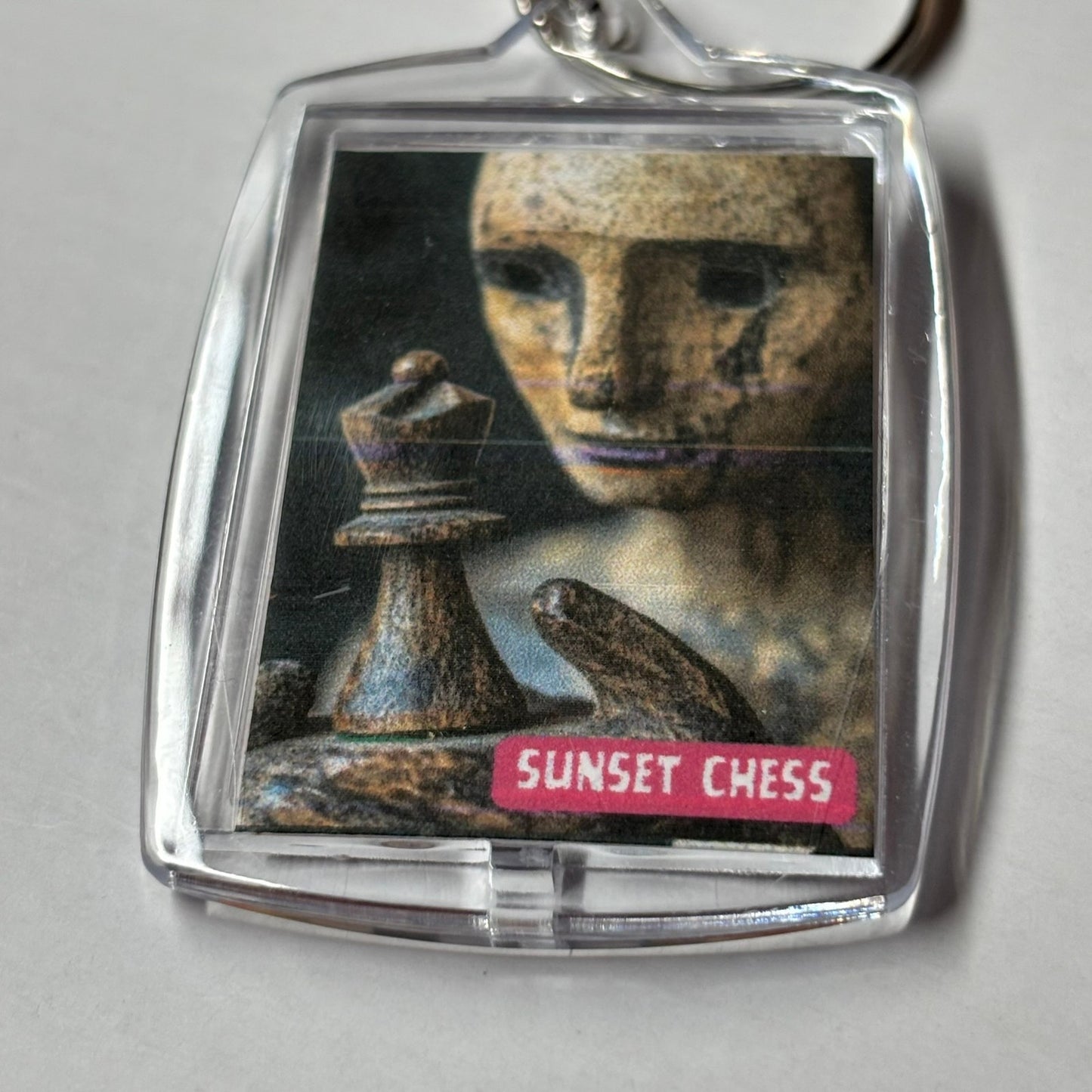 Lost In The Art Of Wood - Sunset Chess Photo Keychain