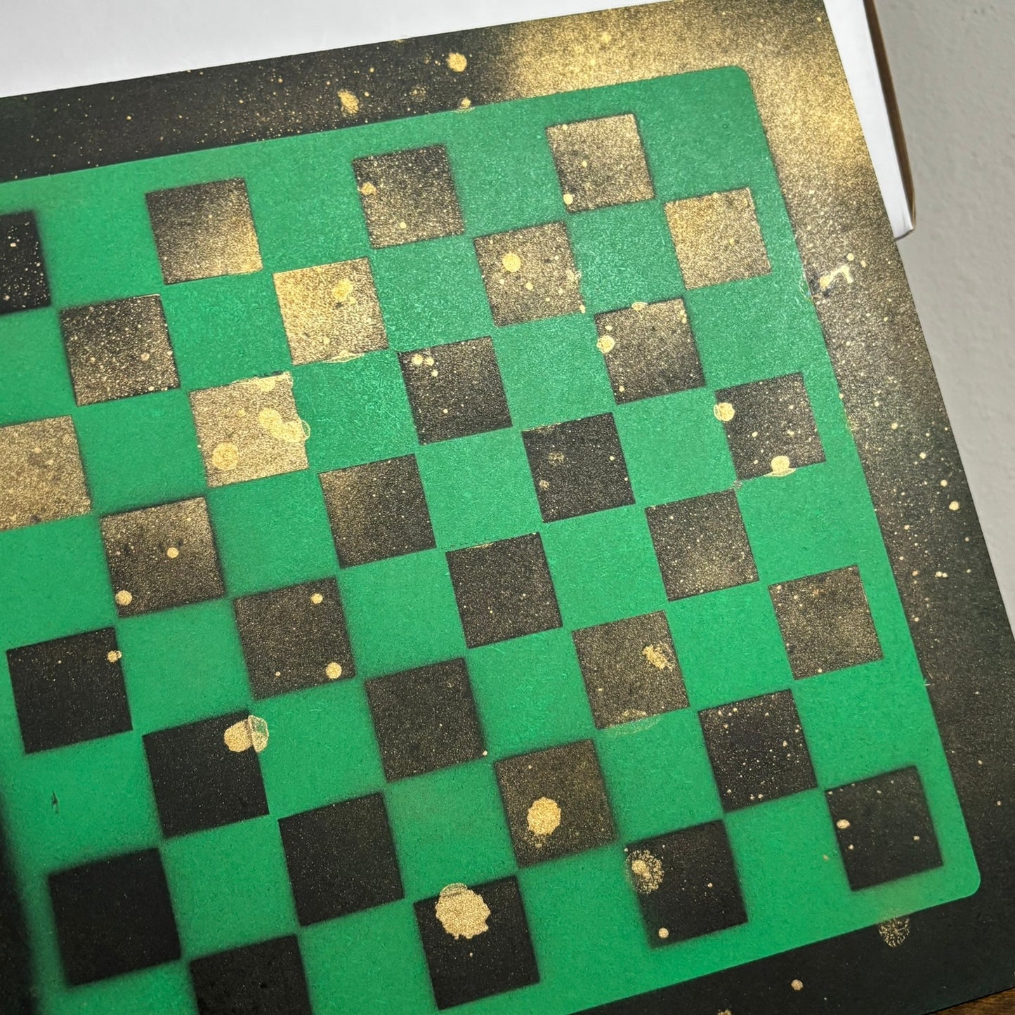 Golden Green & Black - Painted Chess Board