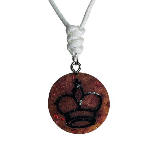 Dark Orange King - Handmade Resin Chess Necklace