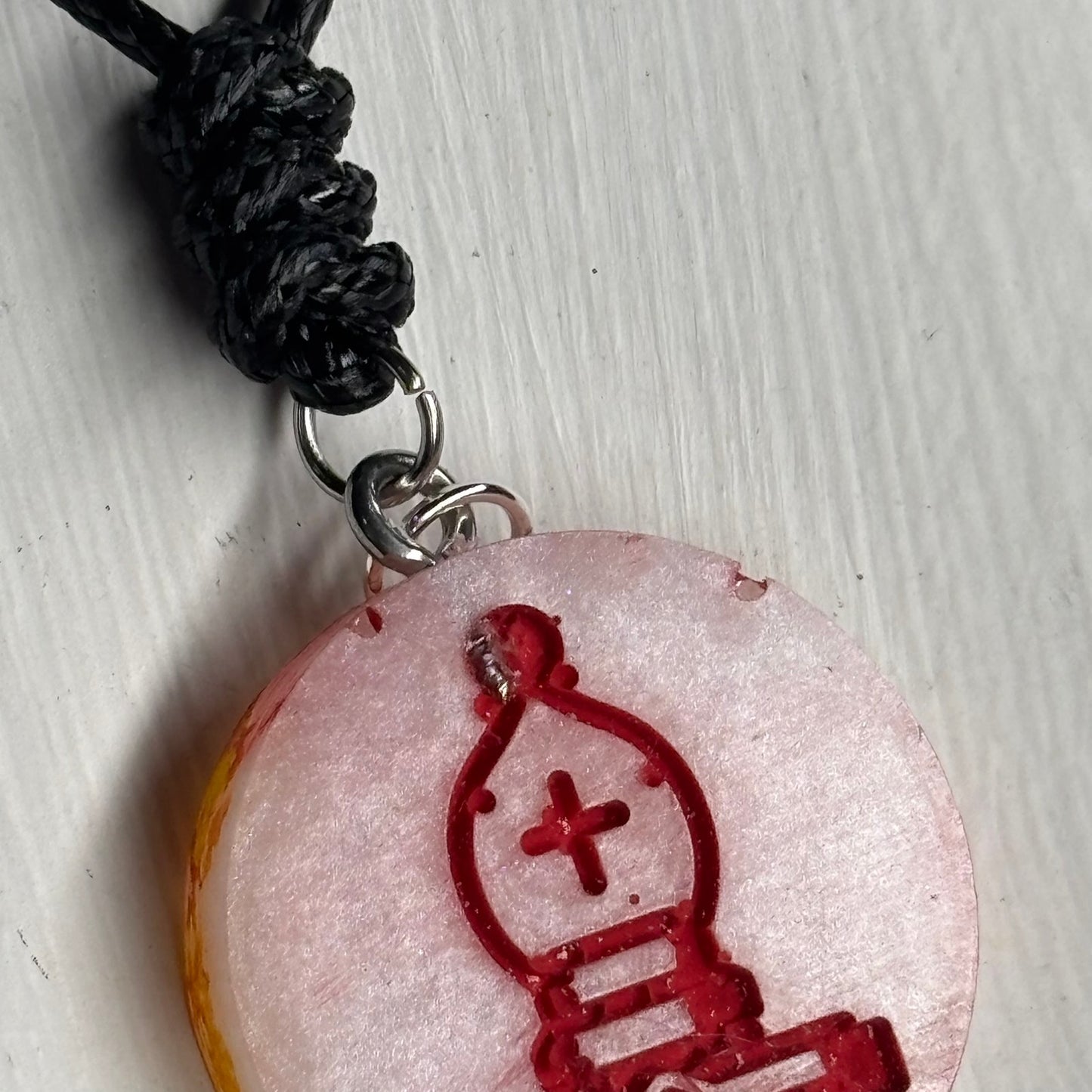 Red Bishop Print - Handmade Resin Chess Necklace