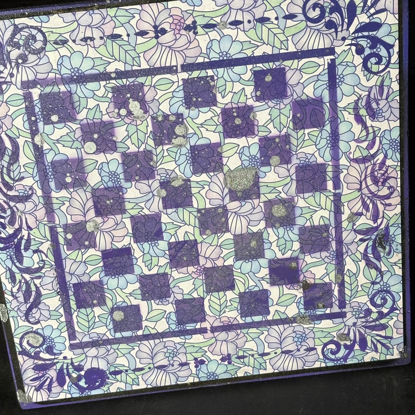 Vintage Purple Flowers - Scrapbook Chess Board