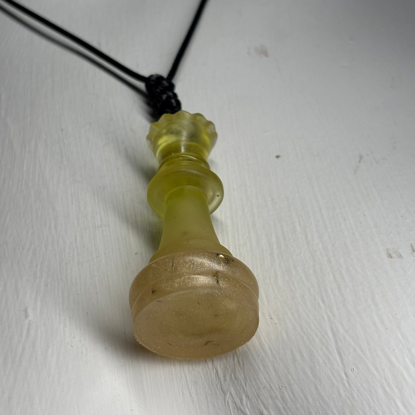 Transparent Yellow Queen - Handmade Resin Chess Necklace