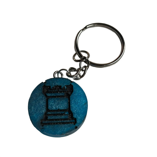 Deep Blue Rook - Handmade Resin Keychain - Flat Edition