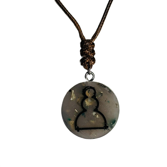 🎁 Brown Crystal Pawn - Handmade Resin Chess Necklace (100% off)