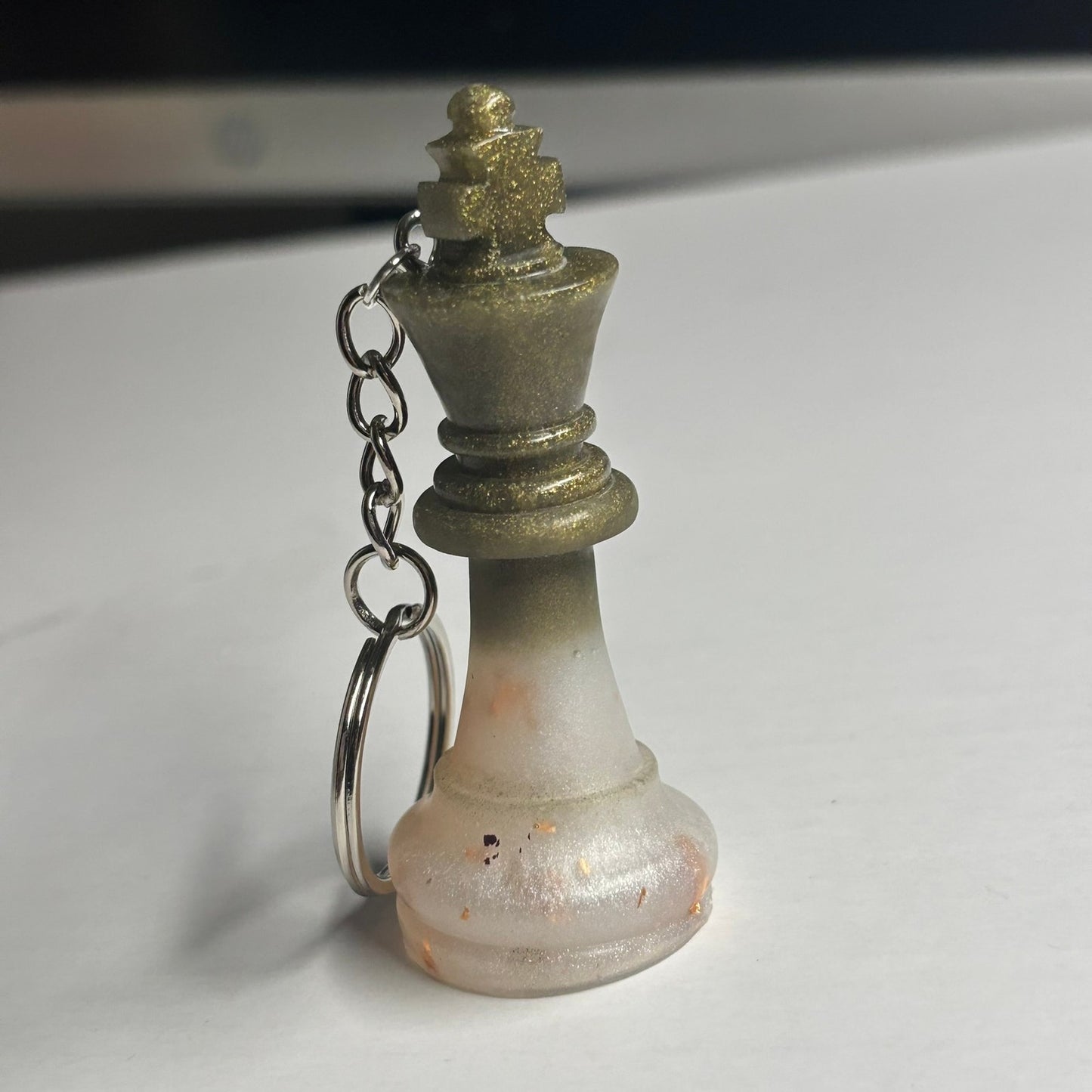 White/Green King - Handmade Resin Keychain