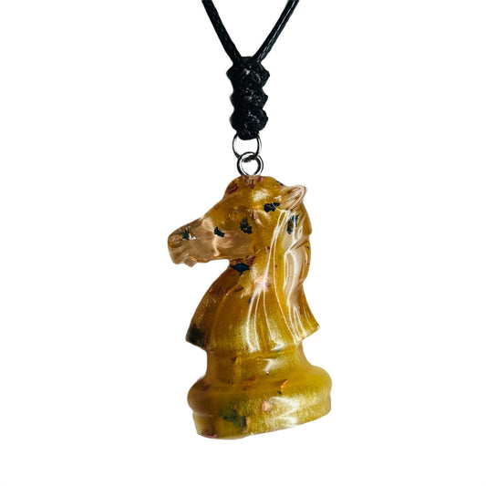 Golden Knight - Handmade Resin Chess Necklace