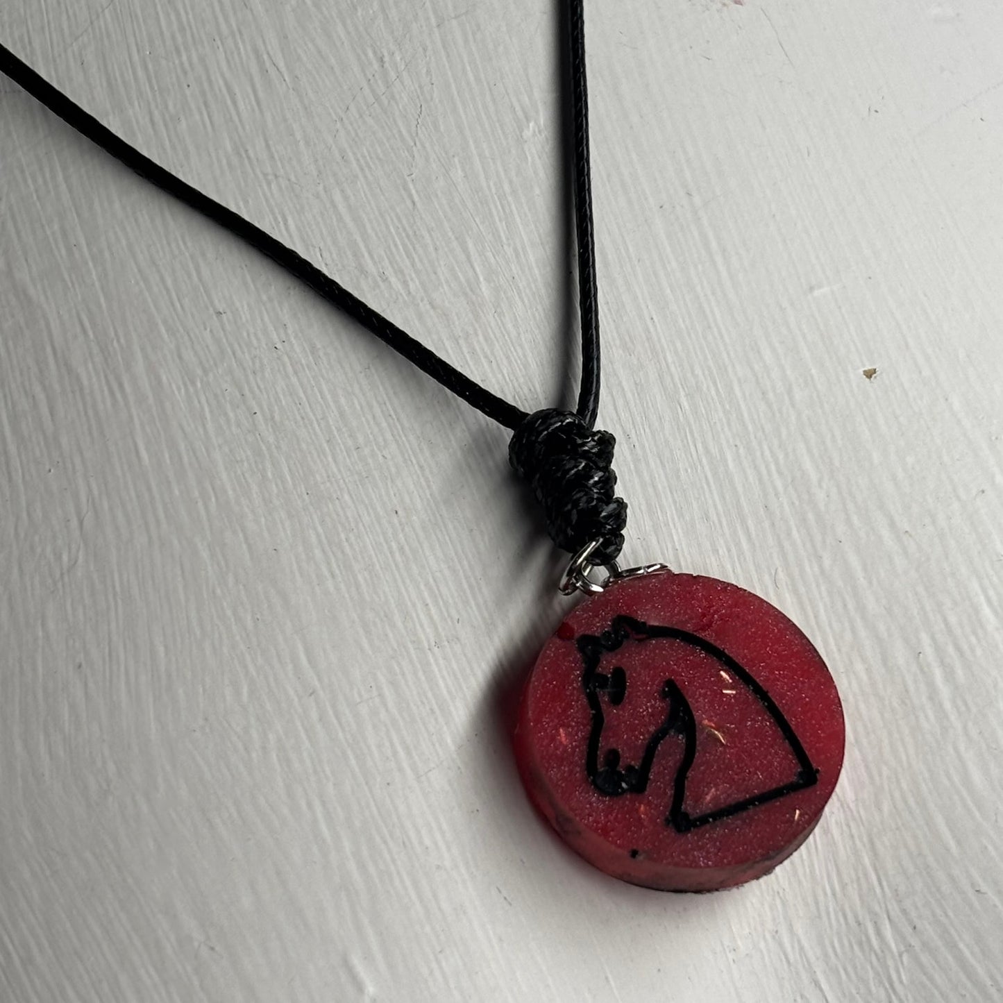 Drake Red Knight - Handmade Resin Chess Necklace