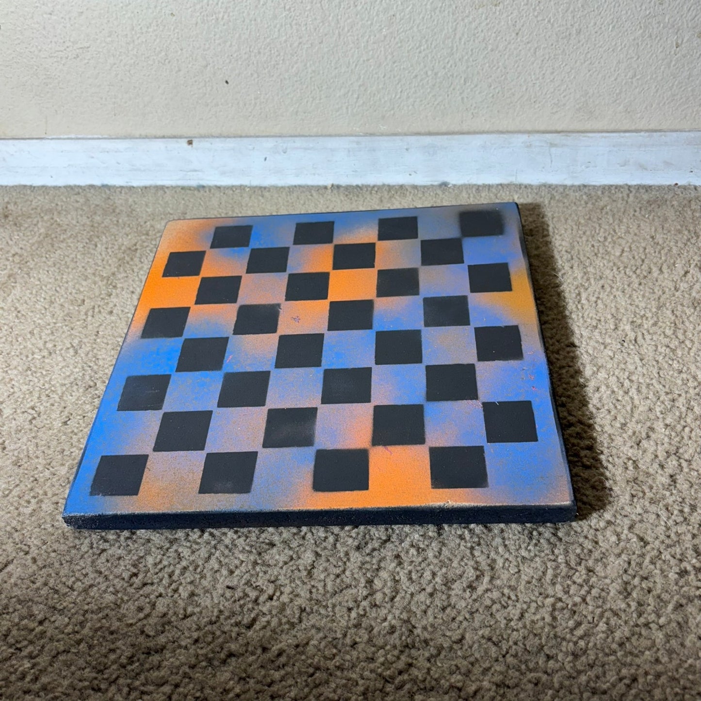 Blue & Orange - Painted Chess Board