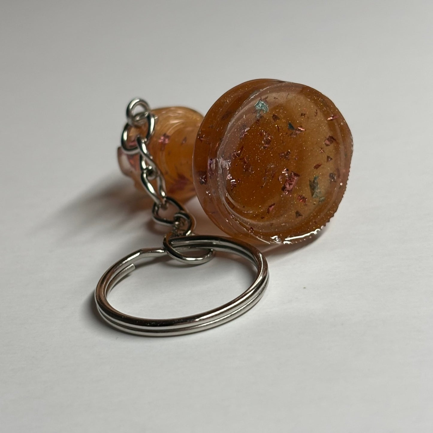 Orange Amber Rook - Handmade Resin Keychain